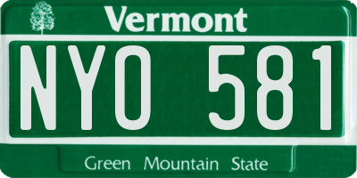 VT license plate NYO581