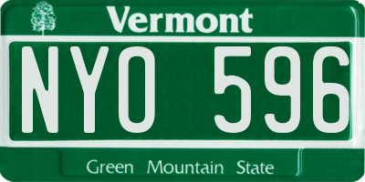 VT license plate NYO596