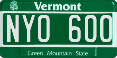 VT license plate NYO600