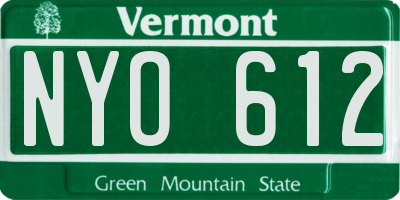 VT license plate NYO612