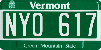 VT license plate NYO617
