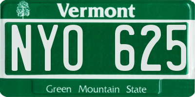 VT license plate NYO625