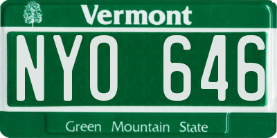 VT license plate NYO646