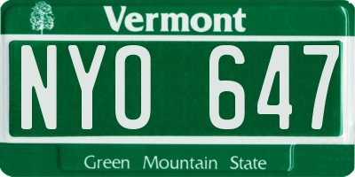 VT license plate NYO647