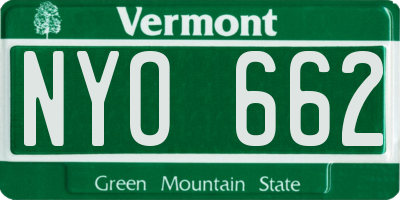 VT license plate NYO662