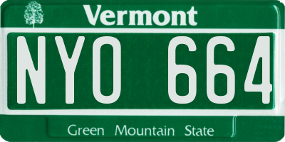 VT license plate NYO664