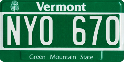 VT license plate NYO670
