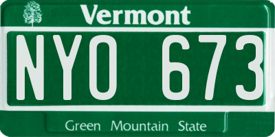 VT license plate NYO673