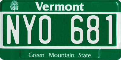VT license plate NYO681