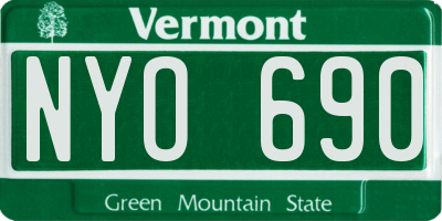 VT license plate NYO690