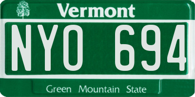 VT license plate NYO694