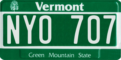 VT license plate NYO707