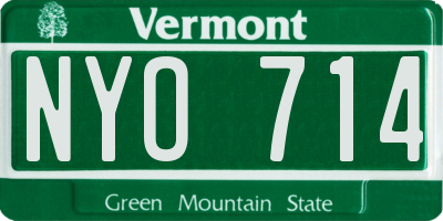 VT license plate NYO714