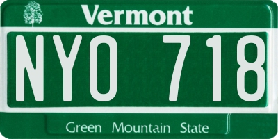 VT license plate NYO718