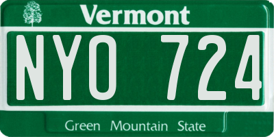 VT license plate NYO724
