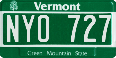 VT license plate NYO727