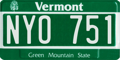 VT license plate NYO751