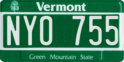 VT license plate NYO755