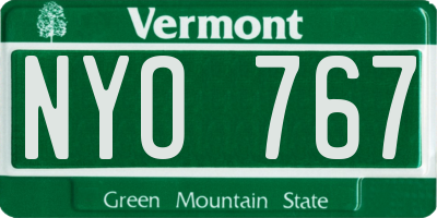 VT license plate NYO767