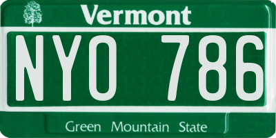 VT license plate NYO786
