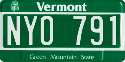 VT license plate NYO791