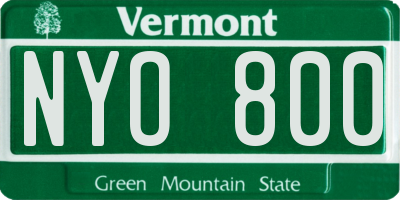 VT license plate NYO800