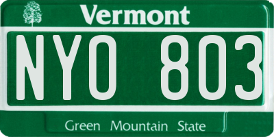 VT license plate NYO803