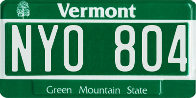 VT license plate NYO804