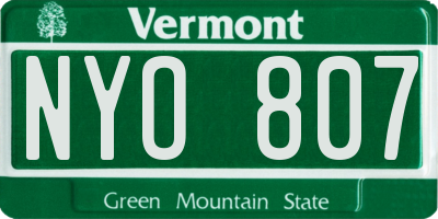 VT license plate NYO807