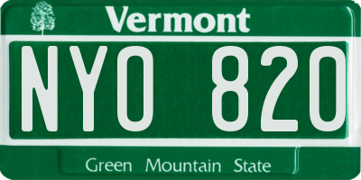 VT license plate NYO820