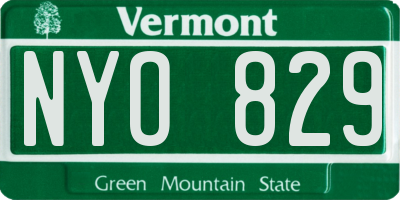 VT license plate NYO829