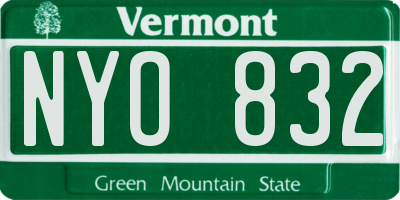 VT license plate NYO832