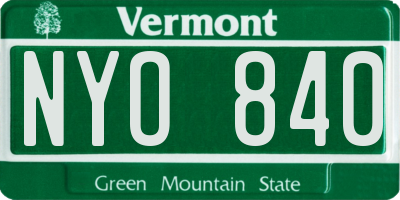 VT license plate NYO840