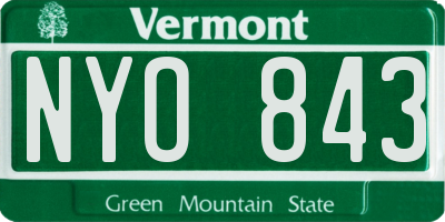 VT license plate NYO843