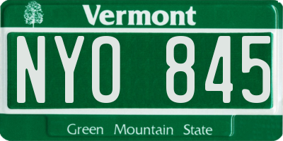 VT license plate NYO845