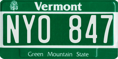 VT license plate NYO847