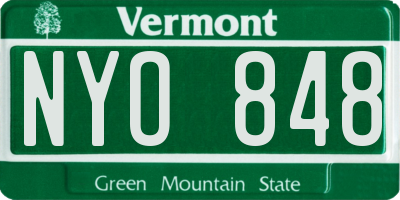 VT license plate NYO848