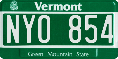 VT license plate NYO854