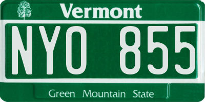 VT license plate NYO855