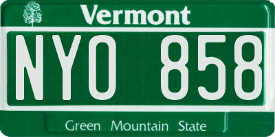 VT license plate NYO858