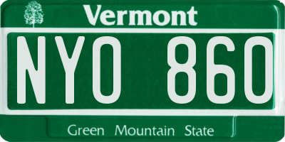 VT license plate NYO860