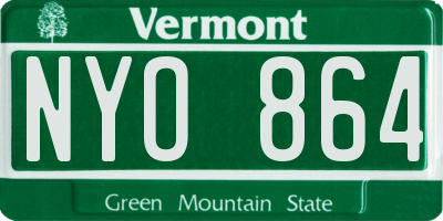 VT license plate NYO864