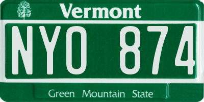 VT license plate NYO874