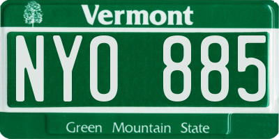 VT license plate NYO885