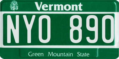 VT license plate NYO890