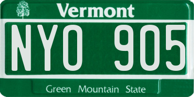 VT license plate NYO905
