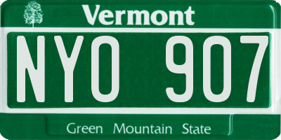VT license plate NYO907