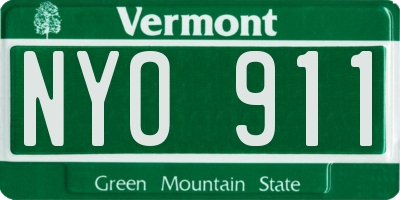 VT license plate NYO911