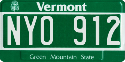 VT license plate NYO912
