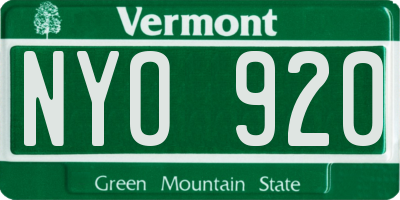 VT license plate NYO920
